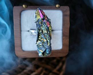 Purple Titanium Aura Quartz Ring Tested