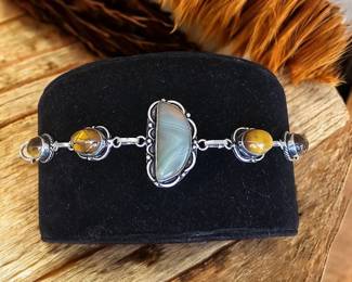 Tigers Eye Botswana Agate Toggle Bracelet Tested  See Pictures 