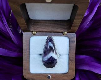 Tranquility Clarity  Banded Amethyst Ring  Tested