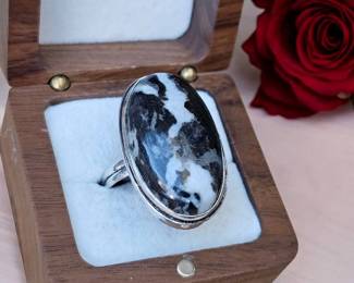 Oval White Buffalo Turquoise Ring Tested 