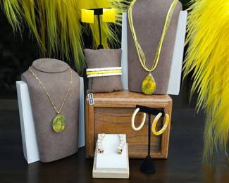 Sunflower Necklaces, Lucite Bracelet Earrings 