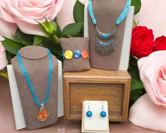 Southwestern Seed Bead Turquoise Necklace Glass Necklace  Bracelet