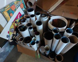 Lots of vintage posters, rock, pop, heavy metal, movie, sports, racing, bikini, Lance Armstrong, automotive, beer & liquor, mud wrestling, Pink Floyd, Grateful Dead, Iron Maiden.