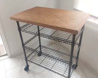 Butcher block top kitch cart 