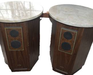 speaker system with marble tops 