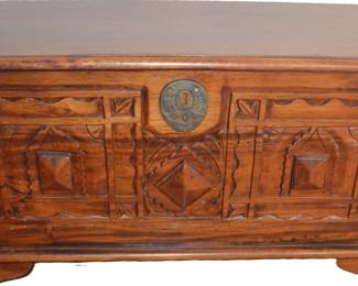 Gorgeous carved antique trunk
