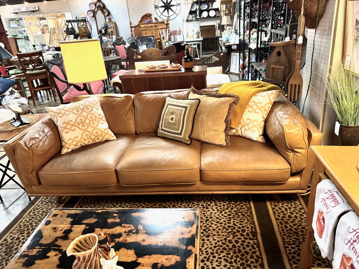 Caramel Colored, 3-Seat-Cushion, Mid Century Modern Style, Sofa