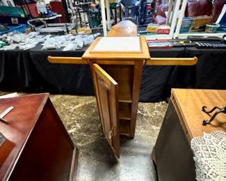 Handmade, Solid Oak, Ironing/Laundry Station, that folds into a square rolling cabinet 