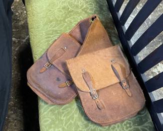 Vintage Genuine Leather Saddlebags with Double Buckles