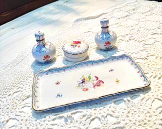 Beautiful Vintage "KPM" Vanity Set with 12" Matching Tray