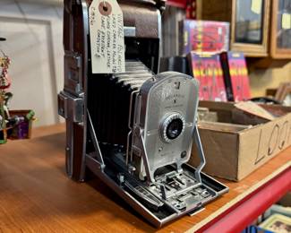 c.1957-60, POLAROID Land Camera Model 95D, Flash Chrome, Leather Case, Exc Cond