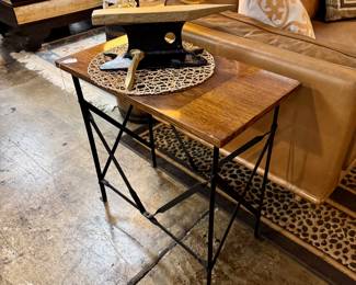 Adorable Side Table and an actual antique anvil that has become a gold and black piece of heavy art