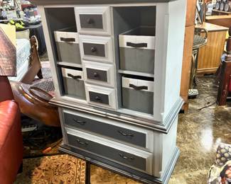 HEAVY Gray Chest of Drawers with 2-Tone Basket Inserts