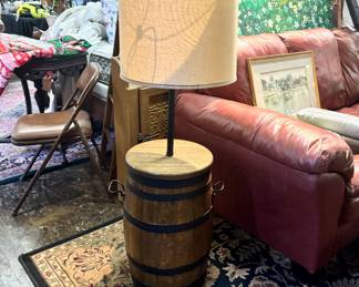 MCM, c.1960's, Barrel Lamp with Double Handles, Height 51" 