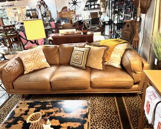 Caramel Colored, 3-Seat-Cushion, Mid Century Modern Style, Sofa