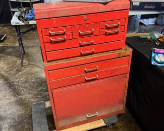 Vintage Red Metal Tool Chest