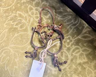 c.1800's, RARE, August BUERMANN drop shank spurs witth heel chains