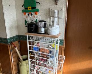 Storage rack with wood top