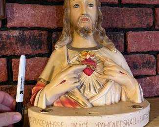 Last Rites chalkware Sacred Heart Jesus figurine 