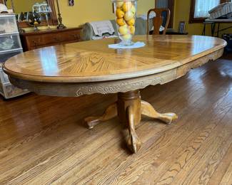 Wood dining table with leaf (two chairs sold separately)