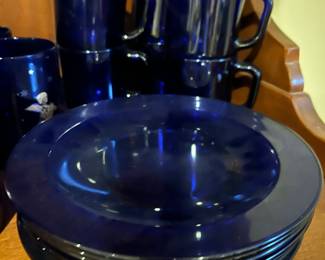 Cobalt blue plates and mugs
