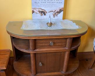 Small side table/cabinet with drawer and glass top