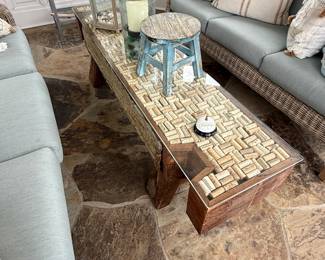 Wood and cork's coffee table long 400.00