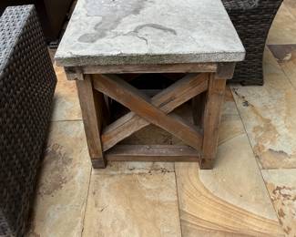 2 wood and stone side tables 500.00 pair