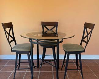 Glass Top Metal Wood Bistro Set w/6 Chairs Table & Chairs can be purchased individually