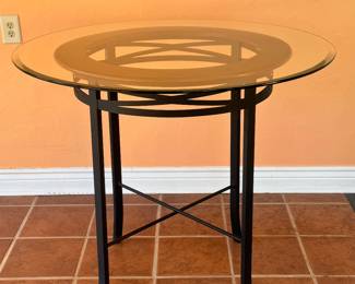 Glass Top Metal Wood Bistro Table