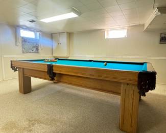 9' Grandy Billards Table w/Cover, 8 Pool Sticks Buy must have sufficient help with taking this item out of the home!