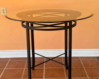Glass Top Metal Wood Bistro Table