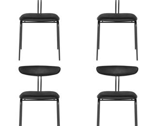 Four Nuevo Giada Black Leather Dining Or Lobby Chairs