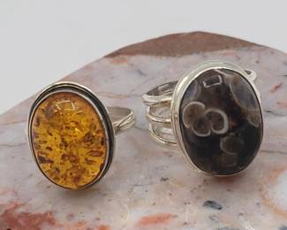 Sterling Rings Amber Jasper