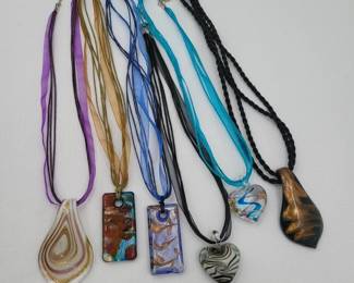 Six Art Glass Necklaces