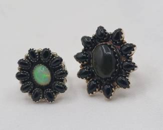 Two Statement Silver Onyx Rings