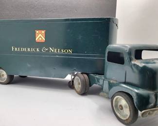 1950s Frederick & Nelson Green Steel Semi Truck Tonka
