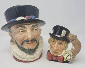 Two Vintage Royal Daultion Toby Mugs Beefeater, Mad Hatter