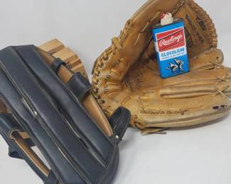 1980s Bob Grich Rawlings Baseball Glove & Cycling Helmet