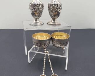 English Sterling Silver S/P Christofle Salt Cellars Spoons 133gr