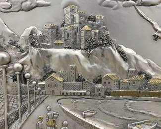 Vintage Italian Creazioni RD Studio 3D Relief Art 925 Overlay