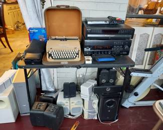 Yamaha Receiver, CD Player, Remington Typewriter