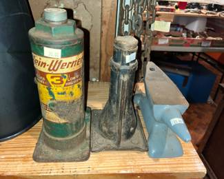 BOTTLE JACKS AND SMALL ANVIL