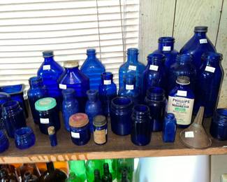 VINTAGE COBALT BLUE BOTTLES