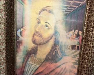 Holographic lenticular Jesus / Last Supper lighted picture