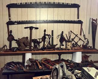 WALL FULL OF VINTAGE / ANTIQUE TOOLS!