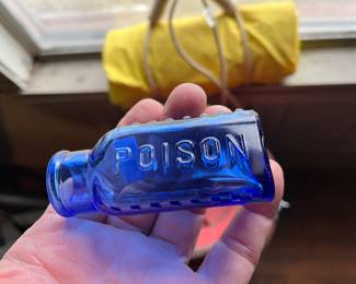 Old cobalt blue poison bottle