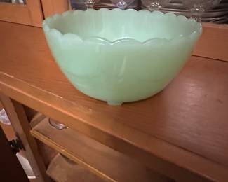Got the keys on Tuesday! Here are the pics for the initial walk through! We did not open any boxes or totes! This is just what was out waiting for us! More detailed photos added almost daily starting this week! This built in china cabinet is stuffed with great vintage collectibles, glassware, china, and lots of treasures! Jadeite bowl! 