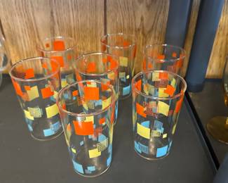 Some cool MCM Painted Glasses! Set of SEVEN! 