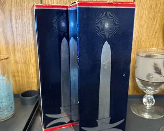A pair of Vintage DANISH MORDEN MCM Candle holders in their original boxes! MINT! 